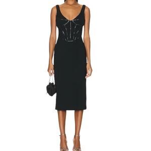 New BNWT Et Ochs Valerie Black Corset Midi Dress Size 4